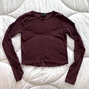 💥4/$15 TopShop Burgundy Crop Top with Scalloped Hem